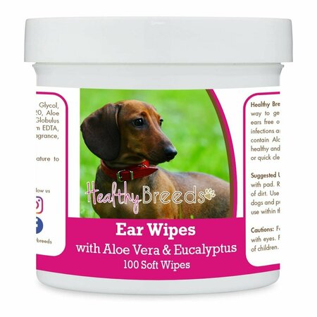 HEALTHY BREEDS Dachshund Ear Cleaning Wipes with Aloe & Eucalyptus for Dogs, 100PK 192959823509